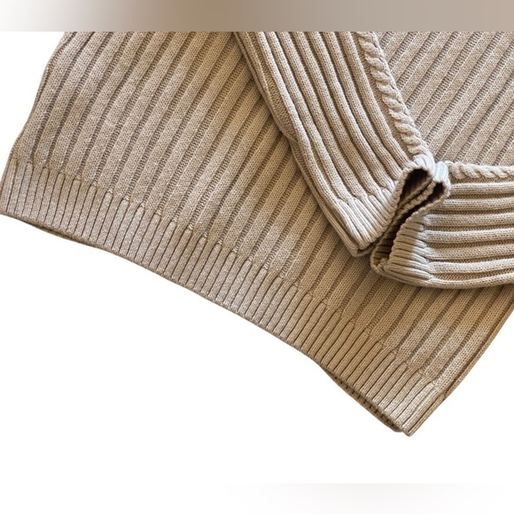 ASOS Cable Knit Turtleneck Cardigan Medium Tan Chunky Minimalist Cottage… - Picture 11 of 12